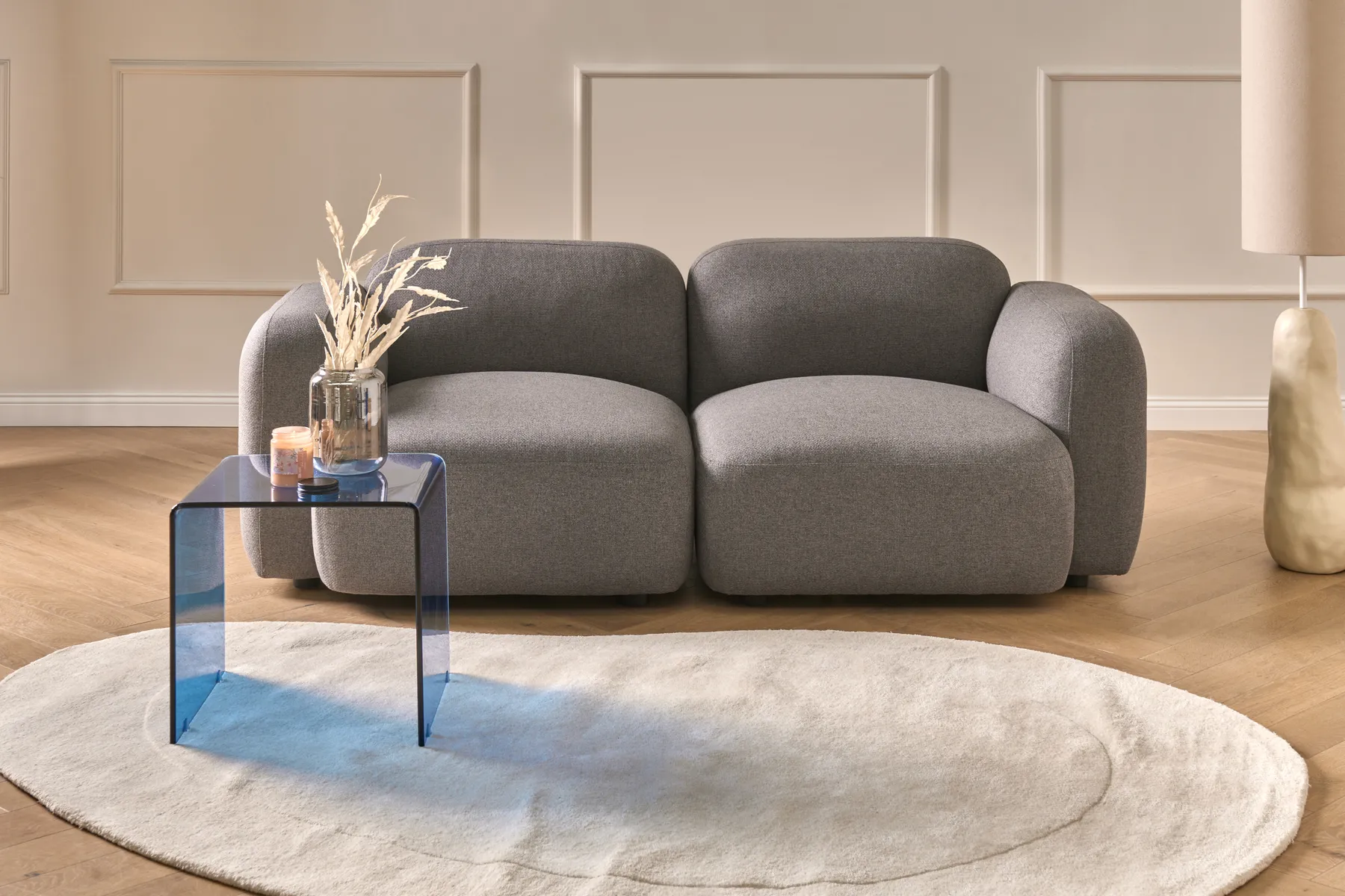 Sofa 3 Seater AFOSS Fabric Dark Grey_1012381