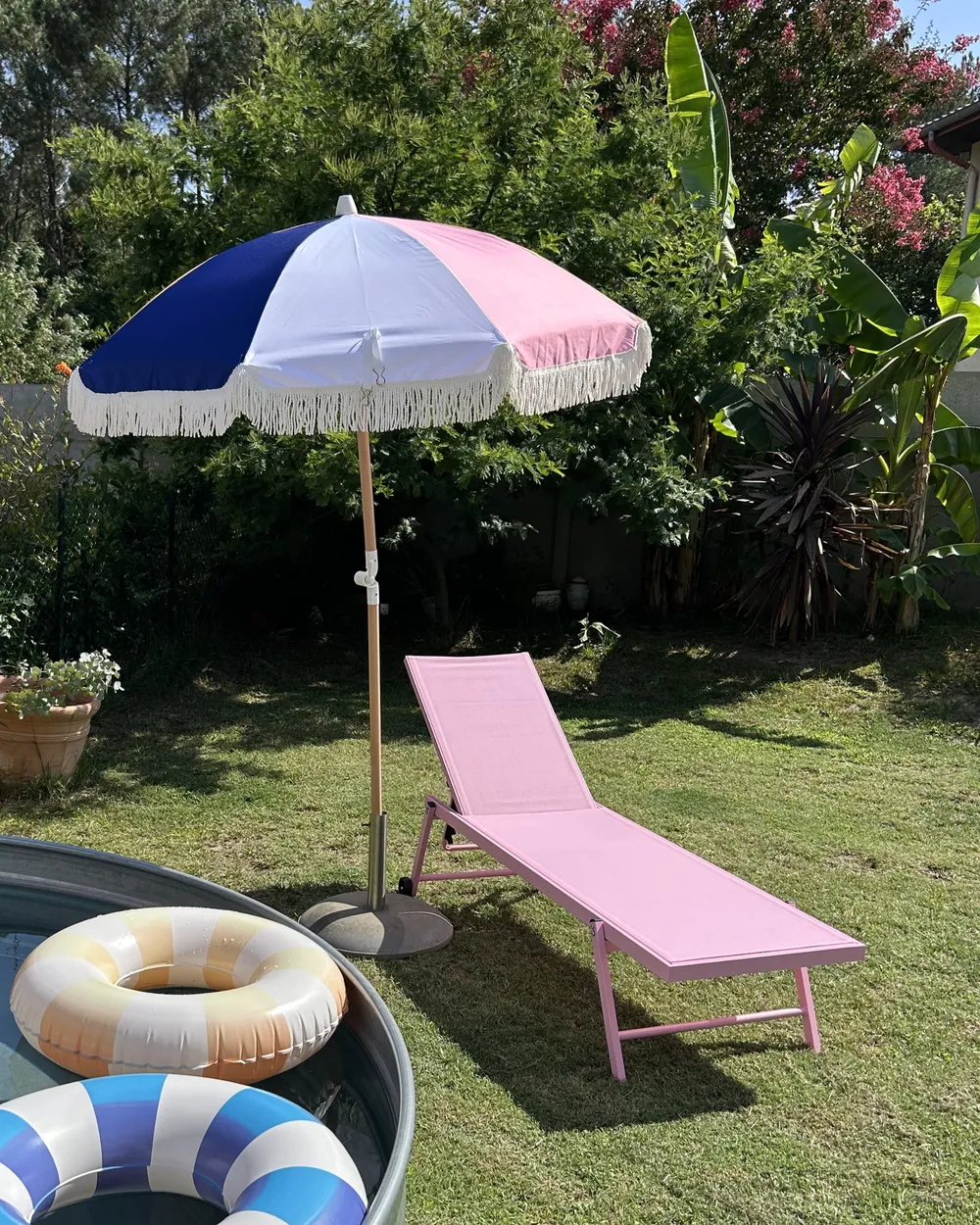 Sun Lounger PORTOFINO Reclining Metal Pink_1019755