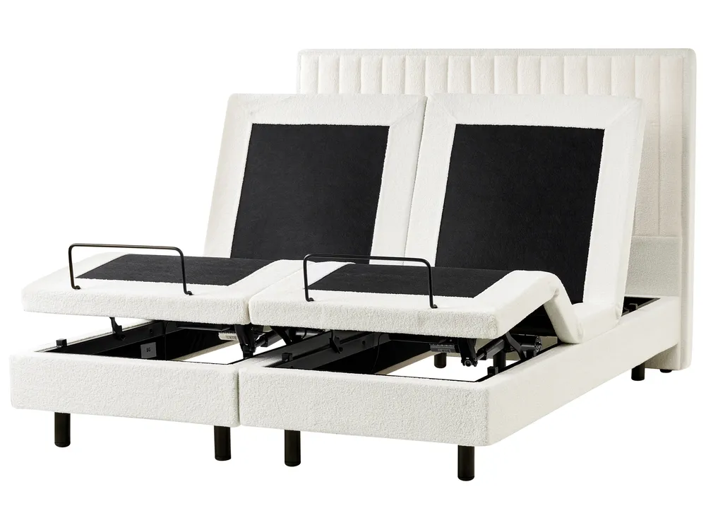 Verstelbaar bed Bouclé DUKE II 160 x 200 cm Gebroken wit_1026085