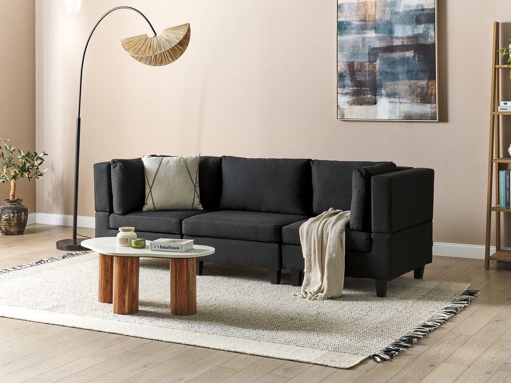 Modular Sofa 3 Seater UNSTAD Fabric Black