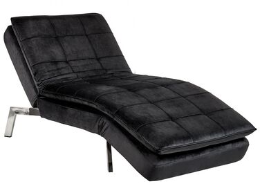 Chaise-longue ajustável em veludo preto LOIRET