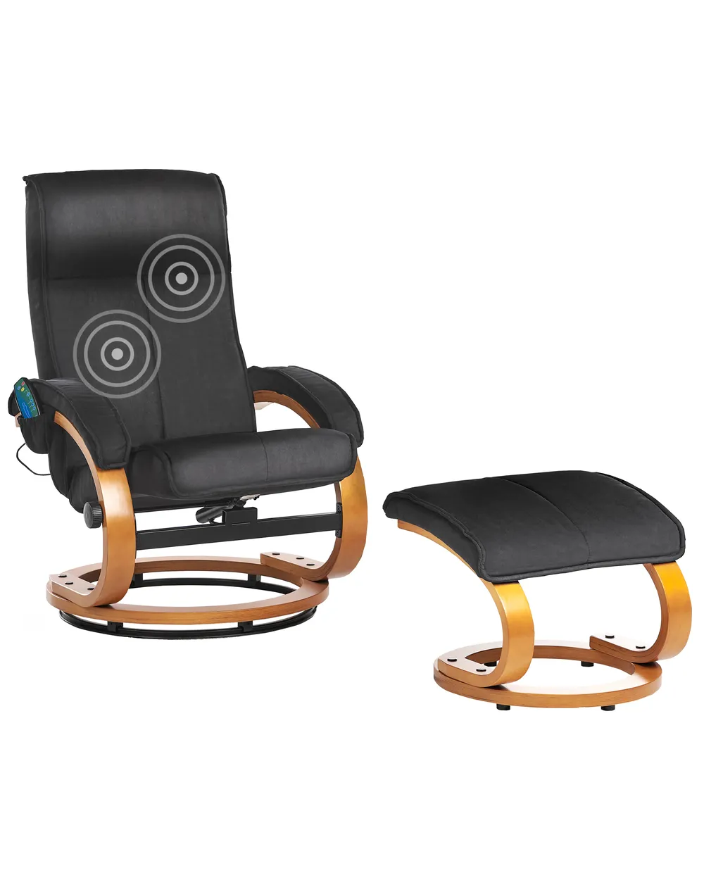 Massage Chair HERO with Footstool Fabric Black