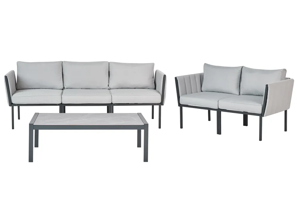 Garden Lounge Set with Table 5 Seater SKALA Metal Light Grey_934636