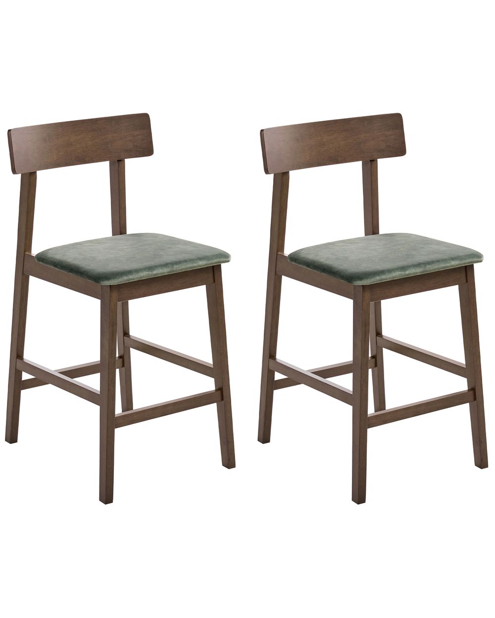 Set di 2 sedie alte ISANTI Legno Marrone scuro/Verde