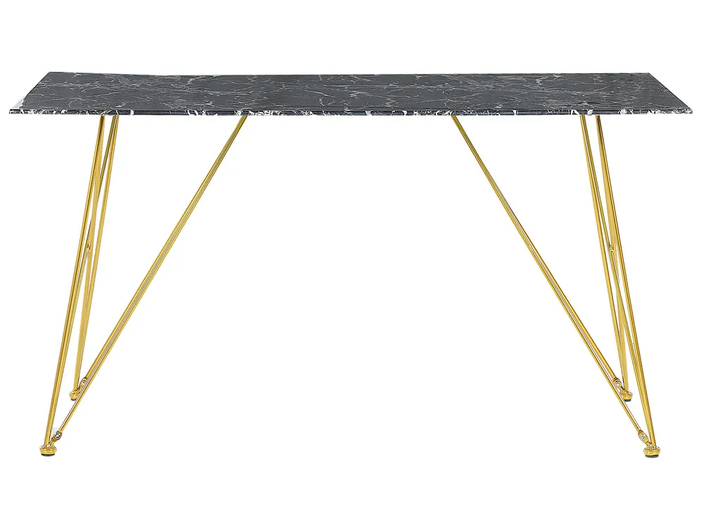 Dining Table KENTON Black Marble 140 cm 80 cm Tempered Glass_785248