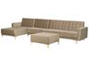 Right Hand Modular Velvet Sofa with Ottoman Sand Beige ABERDEEN_751079