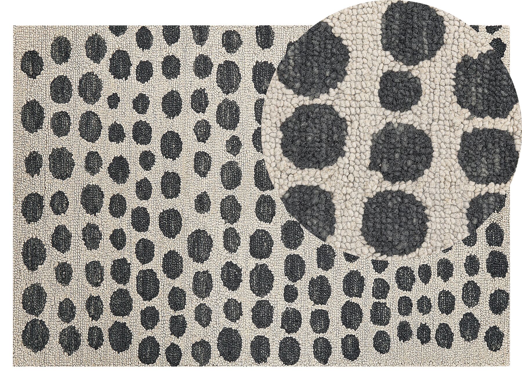 Alfombra de lana beige claro/negro 140 x 200 cm HAVRAN_836374