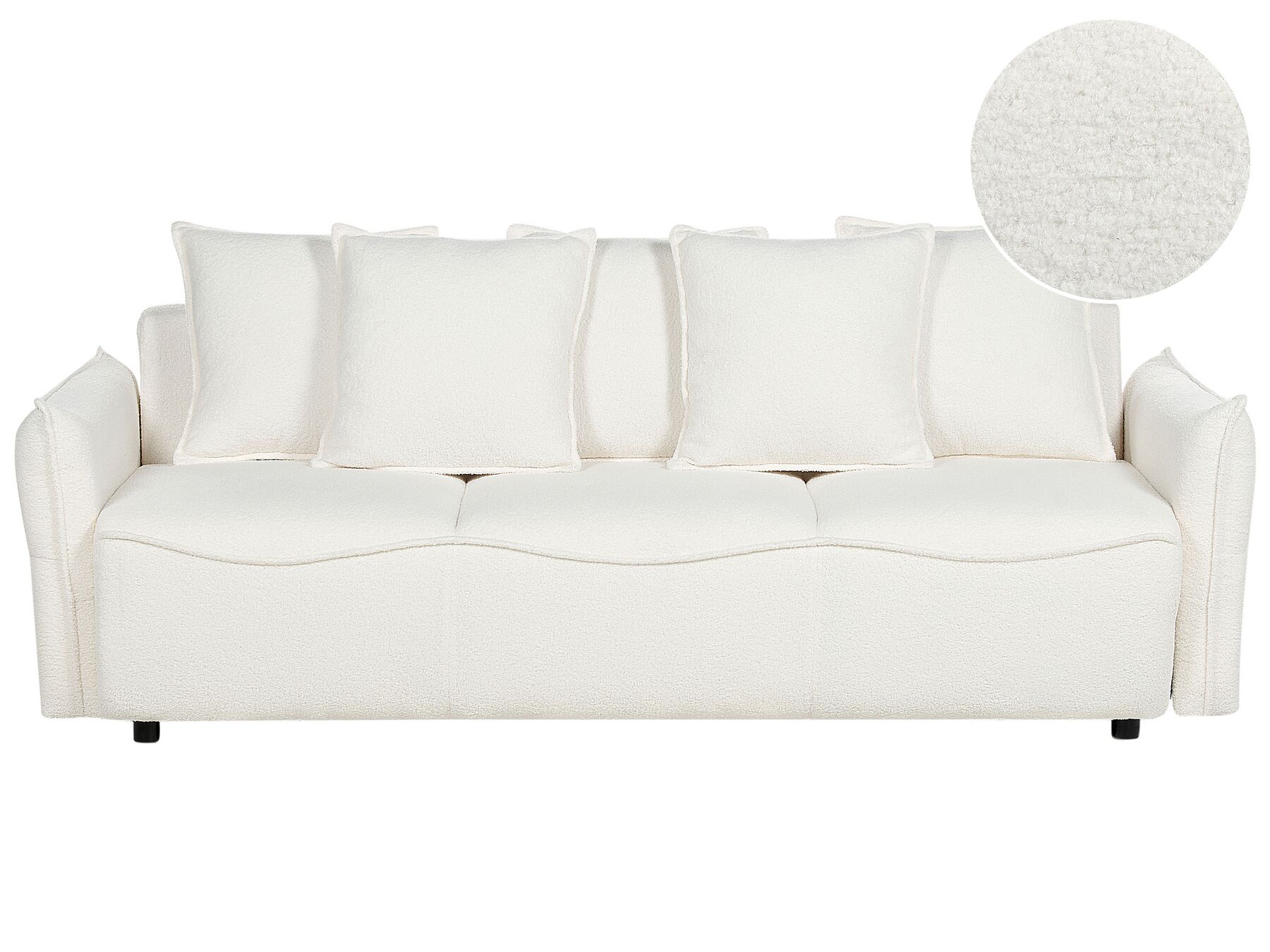 Sofa rozkładana z pojemnikiem boucle biała KRAMA_904850