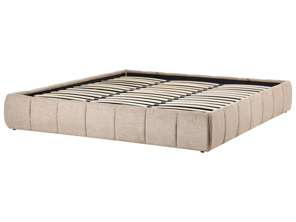 Ottoman Bed without Headboard GENAS Fabric Beige 180 x 200 cm (EU Super King)_1070290
