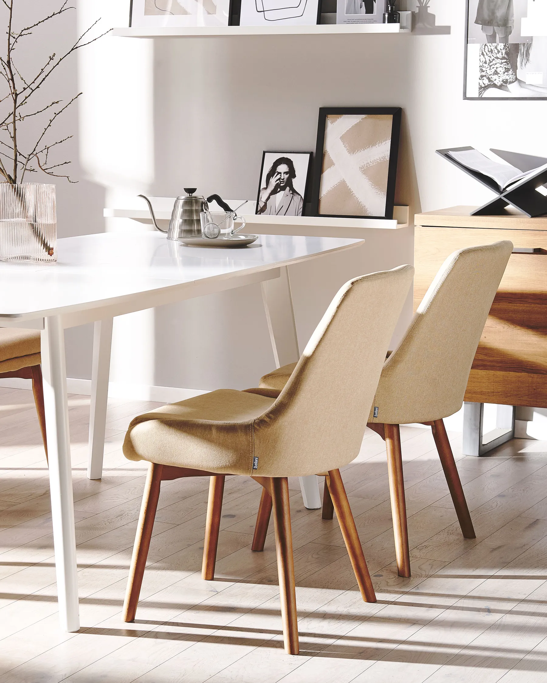 Set of 2 Dining Chairs MELFORT Fabric Sand Beige_800009