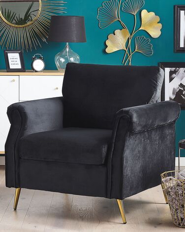 Velvet Armchair Black VIETAS