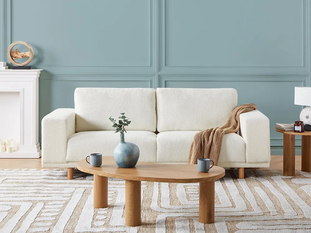 Sofá 3 plazas NIVALA Bouclé Blanco crema_1185410