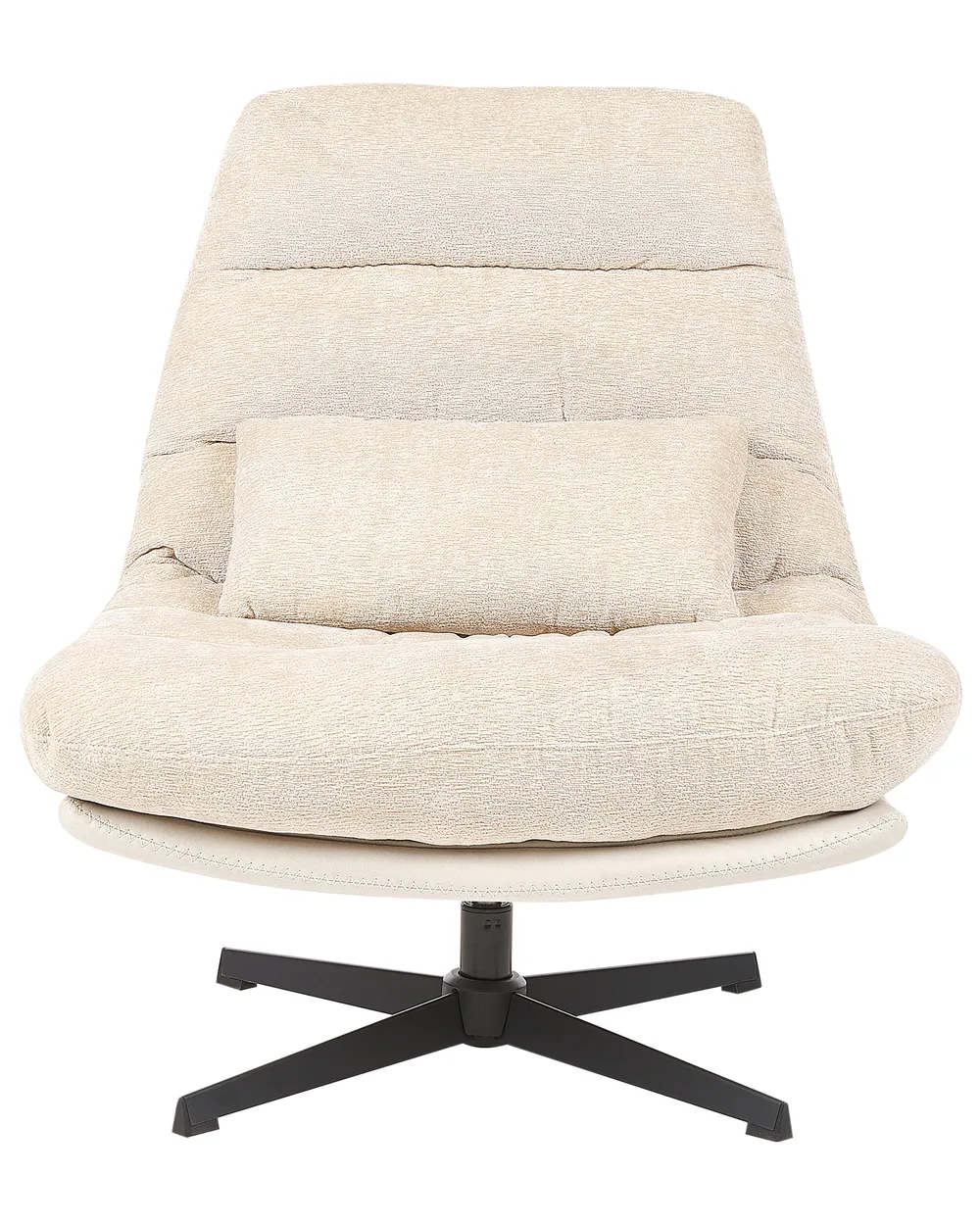 Swivel Armchair TOVIK with Footstool Chenille Light Beige_923360