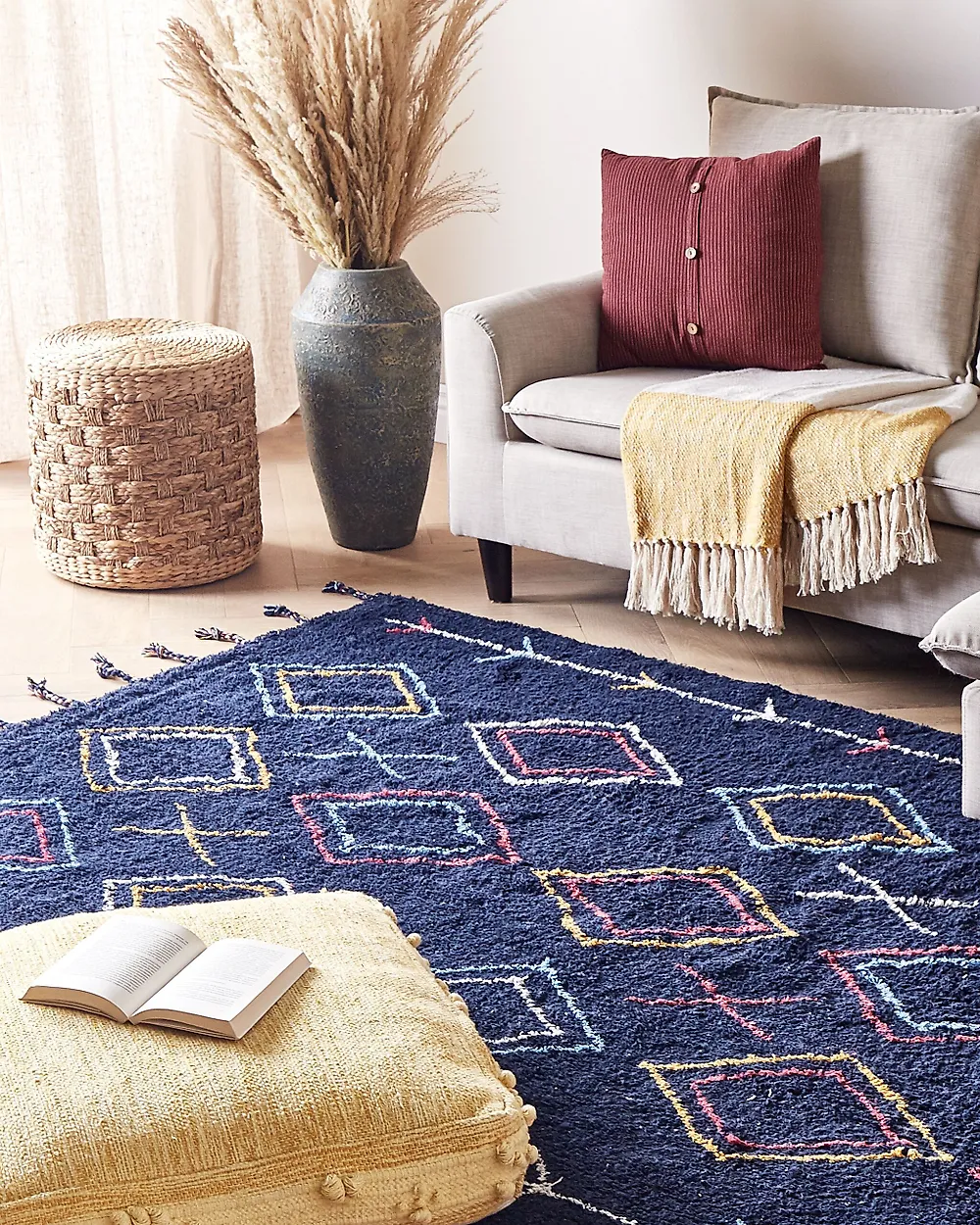 Rug CORUM Black 160 x 230 cm Cotton_1180177