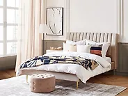 Lit avec sommier Velours MARVILLE 160 x 200 cm Beige_1172852