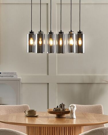 6 Light Glass Pendant Lamp Grey PURIRI