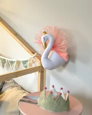 Kids Wall Decor Swan ODETTA 32 cm Cotton White_1027325