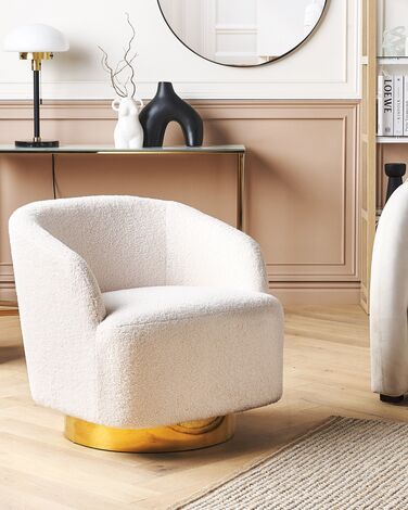 Boucle Swivel Armchair White LAVIK