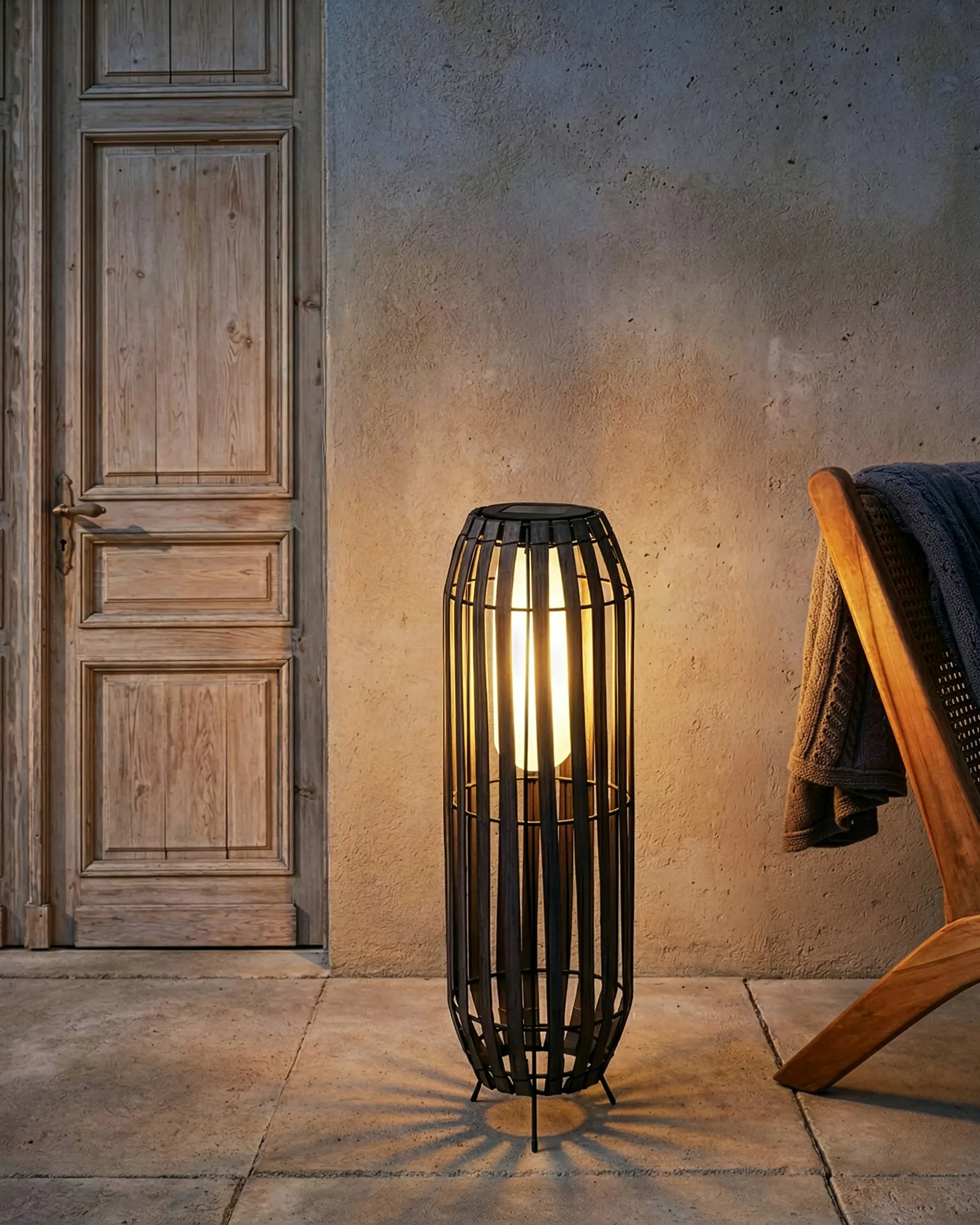 Solar Powered Lantern MUZIZI 69 cm Dark Brown_1042986