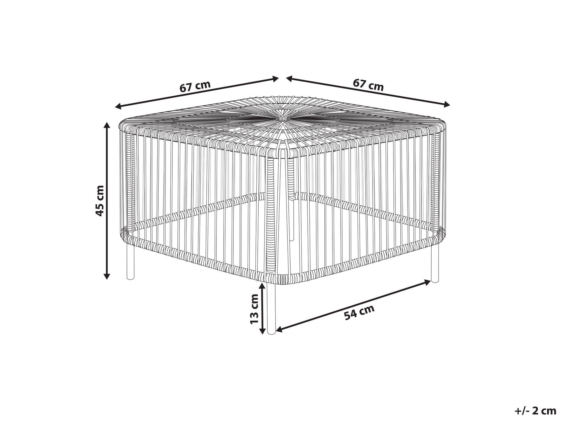 Stolik kawowy ogrodowy CESENATICO 67 cm 67 cm Rattan Naturalny_873253