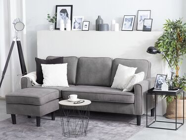 3 Seater Fabric Sofa with Ottoman Light Grey AVESTA