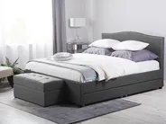 Bed with Storage Drawers MONTPELLIER Fabric Dark Grey 180 x 200 cm (EU Super King)_709699