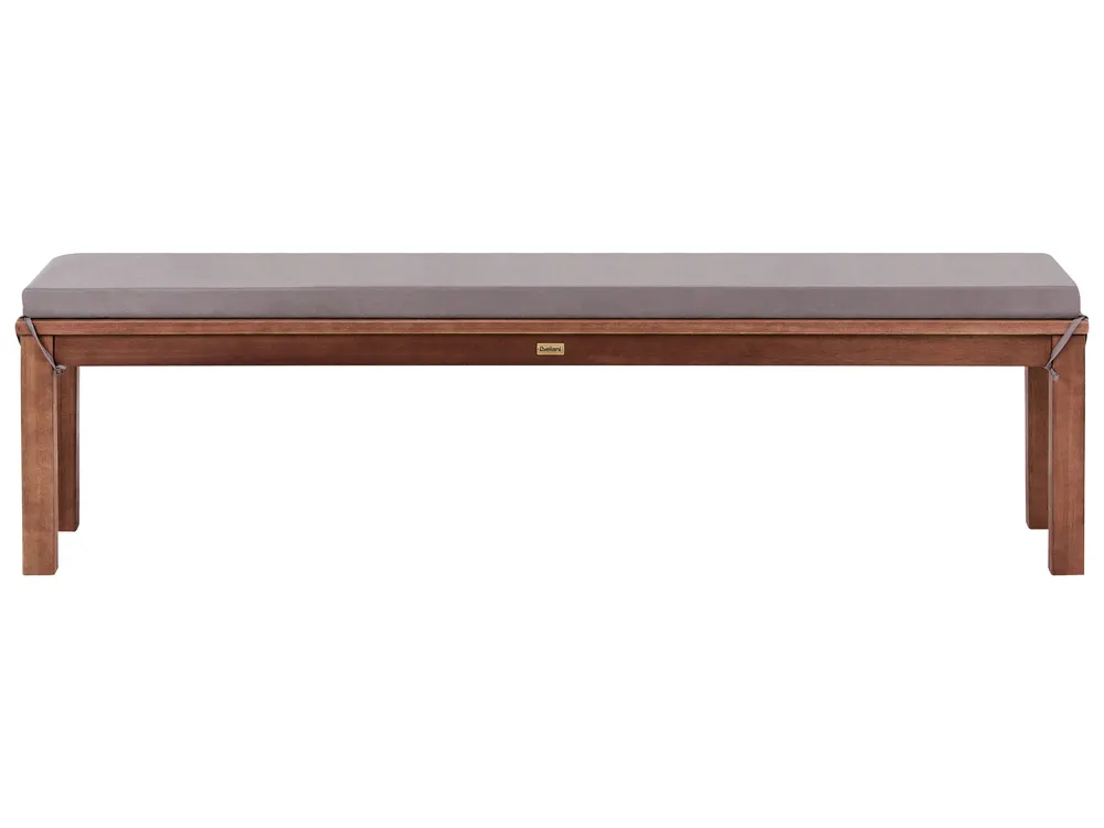 Garden Bench with Cushion MONSANO 170 cm Eucalyptus Wood Grey