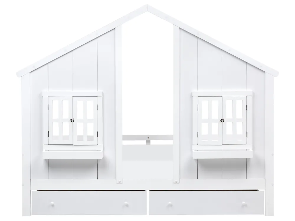 Kids Bed with Drawers House Pine Wood TRAPPES 90 x 200 cm (EU Single) White_988959