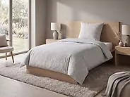 Set Copripiumino MORNINGSIDE 135 x 200 cm Raso di Cotone Grigio_1179725