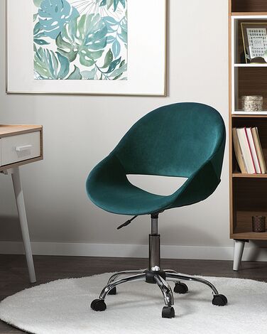 Velvet Armless Desk Chair Green SELMA