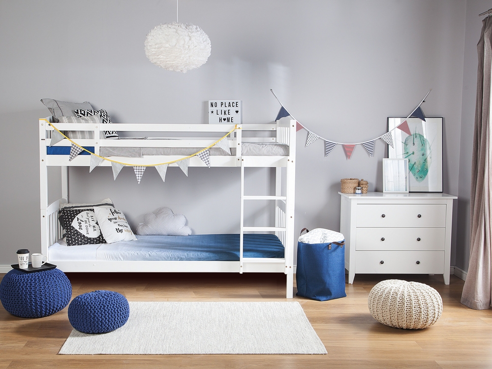 Wooden EU Single Size Bunk Bed White REVIN Beliani