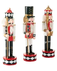Zestaw 3 figurek dekoracyjnych RICKLEAN 30 cm Dziadek do orzechów Czerwony/ biały_1027596