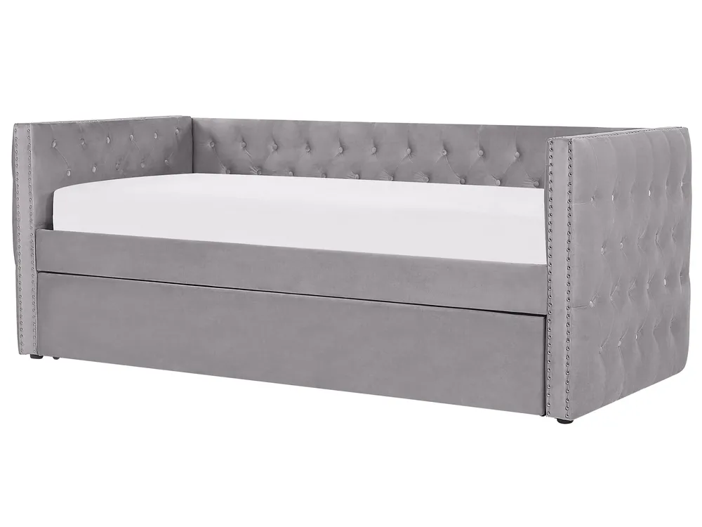 Trundle Bed Velvet GASSIN 90 x 200 cm (EU Single) Grey_779255