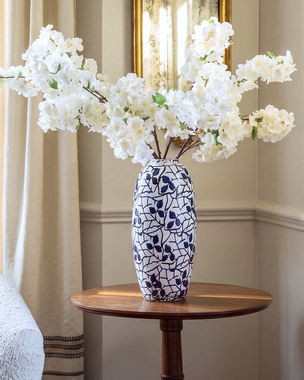 Blumenvase MUTILENE 25 cm Steinzeug Weiss