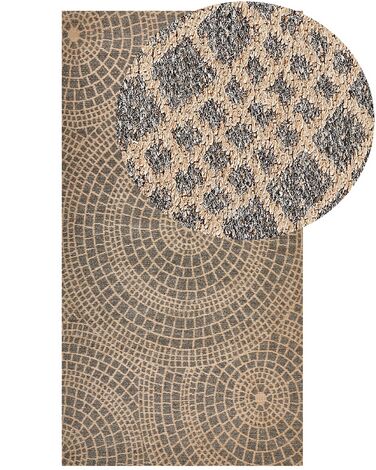 Teppich Jute beige / grau 80 x 150 cm geometrisches Muster Kurzflor ARIBA