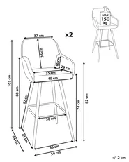 Set of 2 Bar Chairs DARIEN Beige_802493