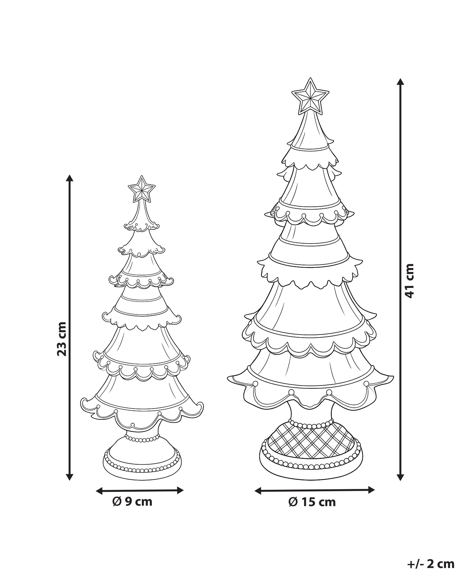 Set di 2 decorazioni natalizie ASPO 32/41 cm Albero di Natale Bianco sporco / Oro_1175724