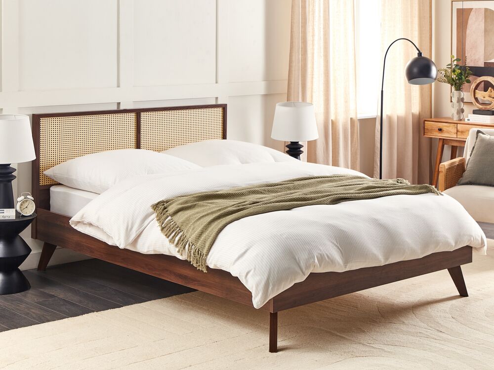 Bed Rattan MONPAZIER 180 x 200 cm (EU Super King) Dark Brown