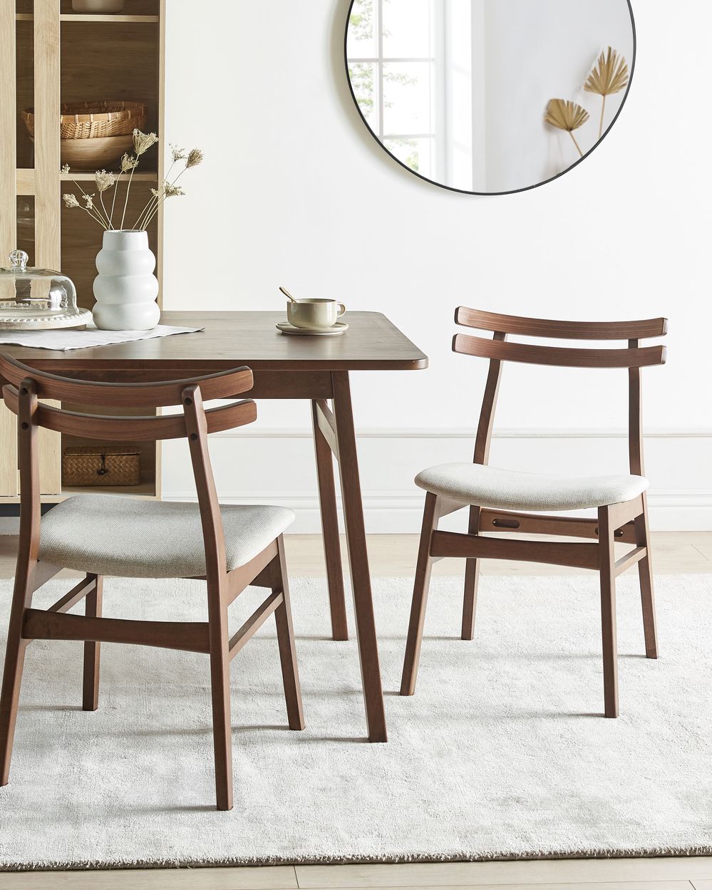 Set of 2 Dining Chairs CYNTHIANA Wood Brown/ Light Beige