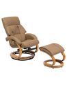 Recliner Chair with Footstool Faux Leather Beige FORCE_697890