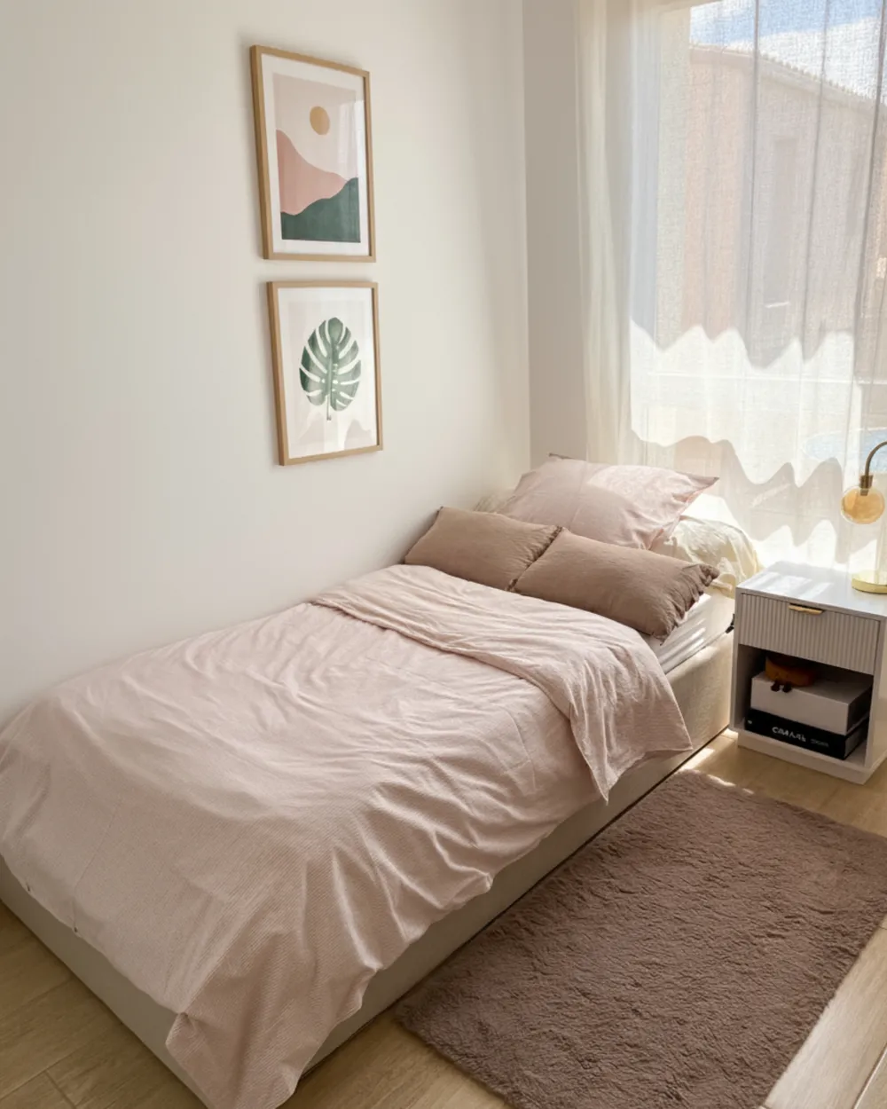 Bett mit Stauraum ohne Kopfteil DINAN Stoff Taupe 90 x 200 cm_1030895
