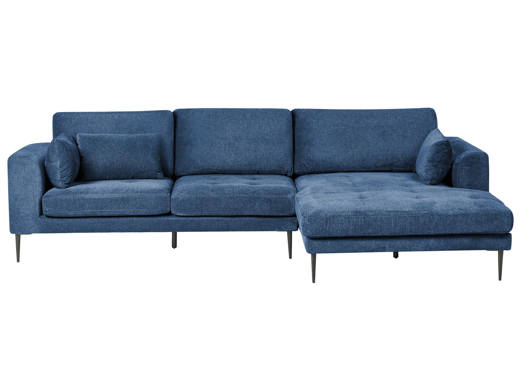 3-Sitzer Ecksofa Samtstoff blau linksseitig FLAM_934573