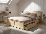 Bed with 4 Drawers DAUPHIN Pine Wood Light Brown 140 x 200 cm (EU Double)_1059832