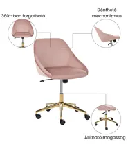 Sedia da scrivania BARDSDALE Velluto Rosa_1073413