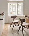 Set of 2 Dining Chairs LELAND Wood Brown/ Off-White