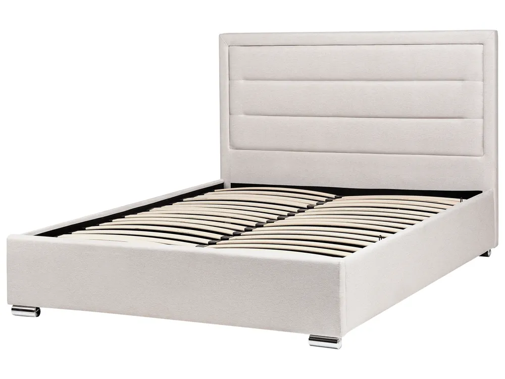 Bett mit Stauraum ROUEN Stoff Hellbeige 140 x 200 cm_996724