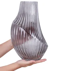 Wazon na kwiaty MYRSINA 36 cm Szkło Szary_868871
