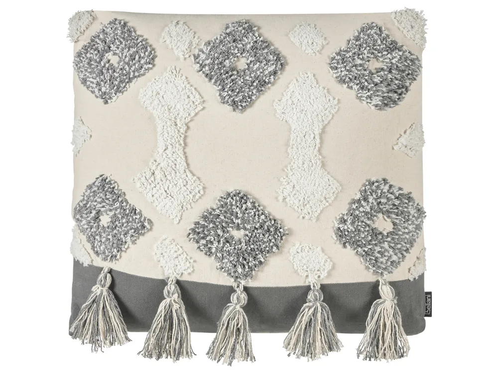 Set of 2 Decorative Cushions ALOCASIA 45 x 45 cm Cotton Beige Geometric Pattern_835152