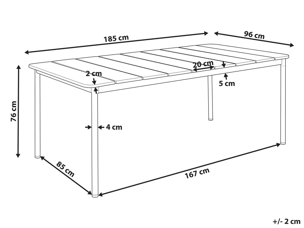 Garden Dining Table FLAVIA 185 cm 96 cm Metal Brown_936222