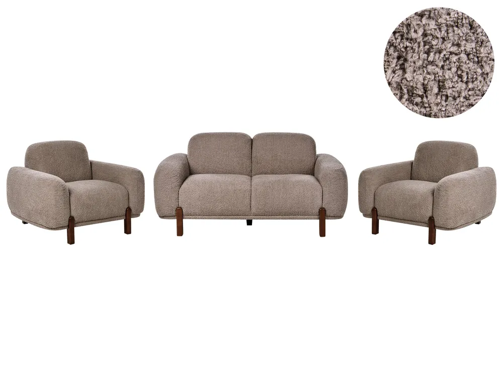 Living Room Set 4 Seater ODNES Boucle Taupe